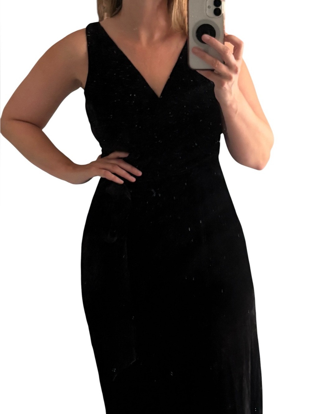 Azeeza Barneys NY NWT  Black Velour Wrap Evening Dress Size Large Elegant